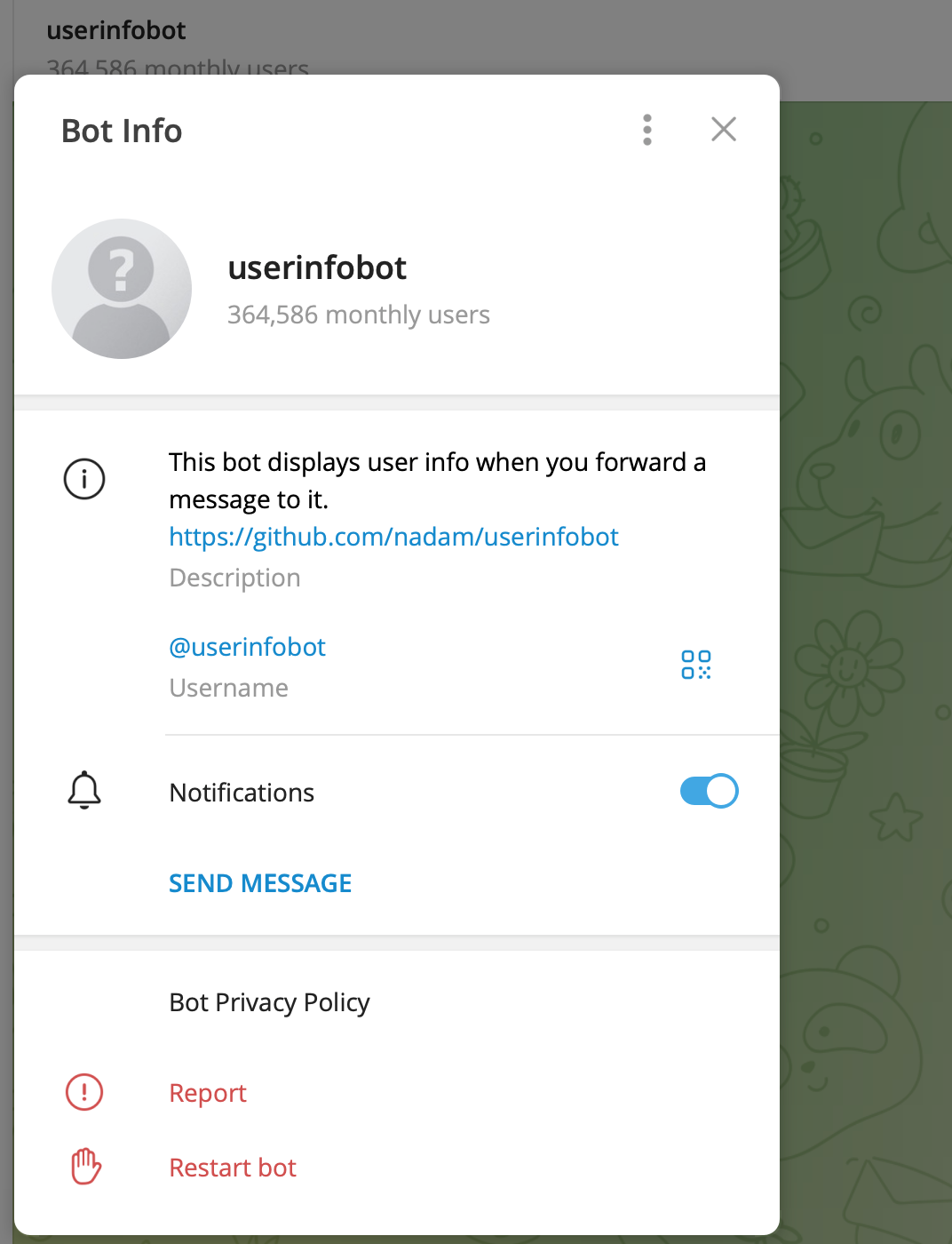 搜索 UserInfoBot